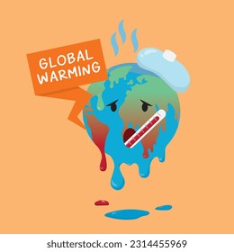 Global warming , climate change ,over heat weather affect, greenhouse effect. vector illustration 