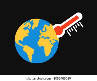 Global warming / Climate change - Thermometer shows rising and growing of temperature on the planet. Ecological and environmental problem. Simpe vector illustration