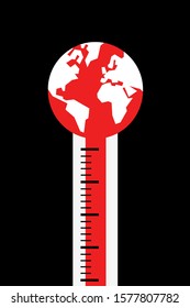 Global warming / Climate change - Thermometer shows rising and growing of temperature on the planet. Ecological and environmental problem. Simpe vector illustration