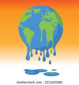 Global warming, climate change - world illustration, Graphic illustration of a melting earth. Vector
