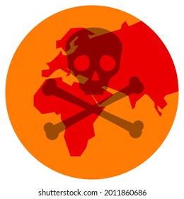 Global warming clipart. Vector icon of global warming with earth, skull and bones.