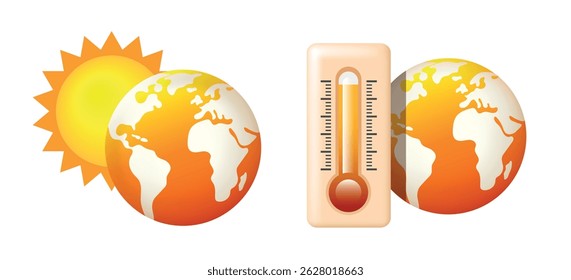 Global warming composition. Vector illustration isolated on white background.