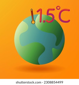 Global warming concept. Global warming by 1.5 C. Campaign to help reduce global warming. Stop global warming. Vector illustration.