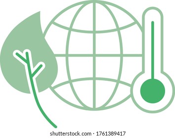 Concepto de calentamiento global, clima y temperatura Icono de vector de control Diseño, cambios en el clima de la Tierra y señas de la capa de ozono, Símbolo de electricidad renovable y sostenible sobre fondo blanco