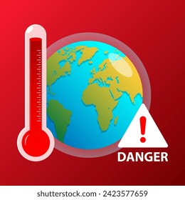 Global warming concept danger hot thermometer melting. vector illustration