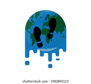 Global Warming Concept. Earth, Environmental Pollution, Fossil Fuel And Carbon Footprint Concept.