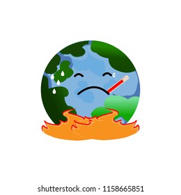 Global warming concept. earth fire. save the world. vector illustration