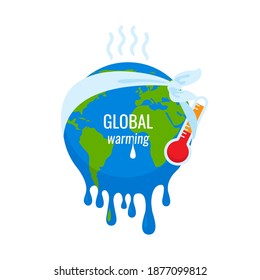 Global Warming Concept. Earth Planet Environment And Nature Heat Idea. Vector