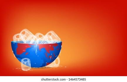 global warming concept. fill up the so cool ice to the earth. hot planet. vector illustration esp10