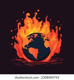 Global warming concept, flat vctor illustration 