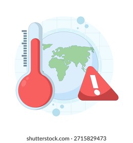 Konzept der globalen Erwärmung mit Globus, Thermometer und Sonne. Vektorgrafik für Klimawandel, Umweltbewusstsein, steigende Temperaturen und Nachhaltigkeitsdesign.