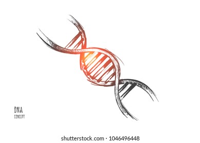 Global warming concept. Hand drawn illustration of DNA molecule structure. Genetic and chemistry research isolated vector illustration.