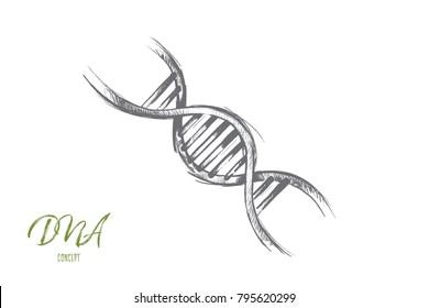 Global warming concept. Hand drawn illustration of DNA molecule structure. Genetic and chemistry research isolated vector illustration.