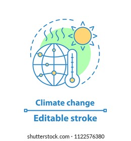 Global warming concept icon. Natural hazard idea thin line illustration. Global problems. Climate changing. Vector isolated outline drawing. Editable stroke