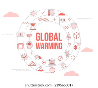 concepto de calentamiento global con un símbolo de plantilla y forma redondeada