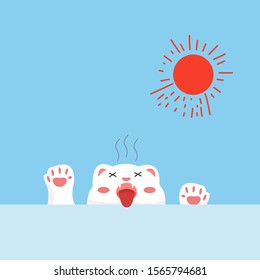 Global warming concept polar bear is suffering from higher temperature