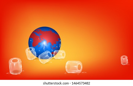 global warming concept. prop up the earth by ices. hot planet. vector illustration esp10