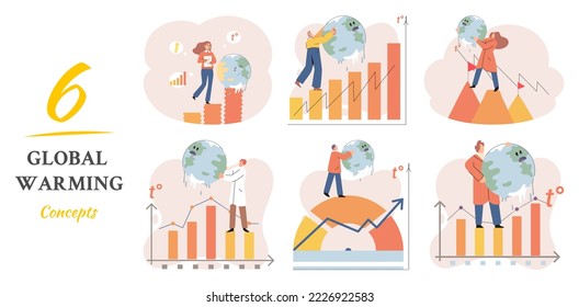 Global warming concept. Scientist holds melting planet Earth studies problem of rising temperatures. Researcher makes analysis of environment. Scientific research on climate change ecological test