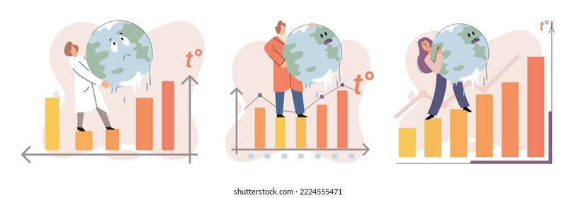 Global warming concept. Scientist studies problem of rising temperatures on planet Earth. Researcher makes analysis of ecology and environment. Scientific research on climate change environmental test
