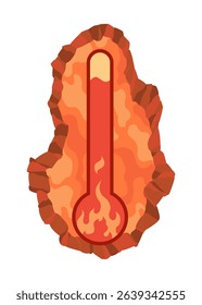 Global warming concept with thermometer. Climate change and environmental urgency theme. Perfect for awareness campaigns. Cartoon vector illustration