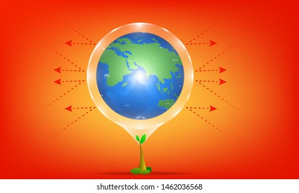 global warming concept. the tree is protector sunray from the sun. hot planet. vector illustration esp10