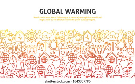 Global Warming Concept. Vector Illustration of Outline Design.