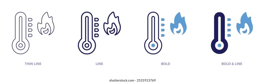 Global warming corporate responsibility icon in 4 different styles. Thin Line, Line, Bold, and Bold Line. Duotone style. Editable stroke.