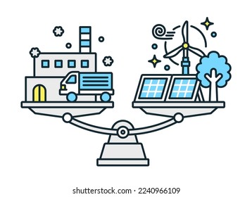 Global warming countermeasures. Illustration of carbon neutrality.