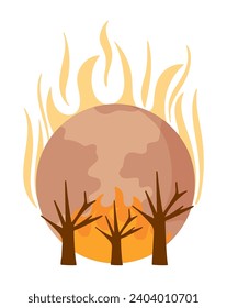 global warming damage illustration isolated