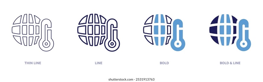 Global warming debate icon in 4 different styles. Thin Line, Line, Bold, and Bold Line. Duotone style. Editable stroke.