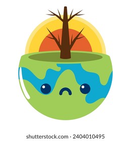ilustración aislada del desastre del calentamiento global