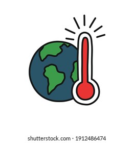 global warming doodle icon, vector illustration