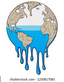 Global Warming and Drought Concept Illustration with Melting of Earth 
