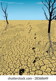 Global warming and dry ground illustration