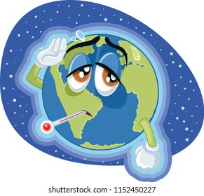 Global Warming Earth Concept Illustration. Planet Earth Going Trough Climate Change Due To Greenhouse Gasses