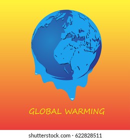 Global warming. Earth melting. Vector illustrator.