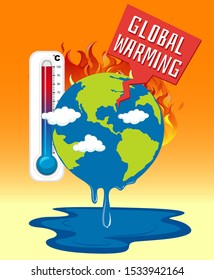 Global Warming Earth On Fire Illustration Stock Vector (Royalty Free ...