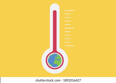 Global warming. Earth in thermometer