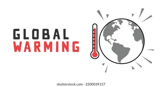 Global warming earth with thermometer background banner design, vector illustration