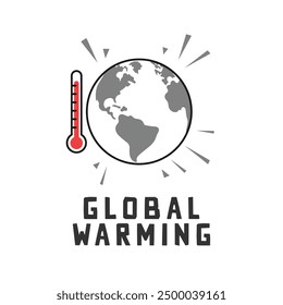 Global warming earth with thermometer design, vector illustration