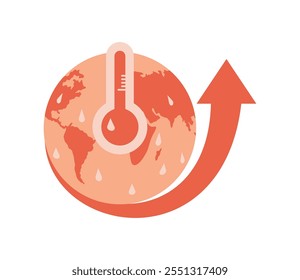 global warming earth with thermometer icon isolated