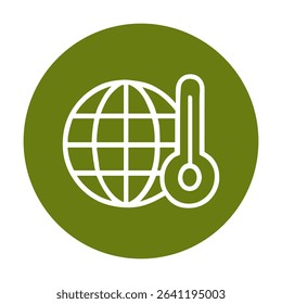 Global warming earth with thermometer. Icon symbol illustration