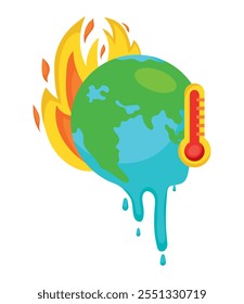 global warming earth thermometer isolated