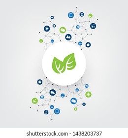 Global Warming, Eco Friendly Connections, Networks - Design Concept with Icons