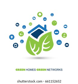 Global Warming, Eco Friendly Home, Smart Household Automation - Design Concept with Icons