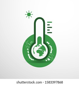 Global Warming, Ecological Problems and Solutions - Thermometer Icon Design Concept