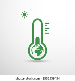 Global Warming, Ecological Problems And Solutions - Thermometer Icon Design Concept