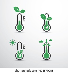 Global Warming, Ecological Problems And Solutions - Thermometer Icon Designs