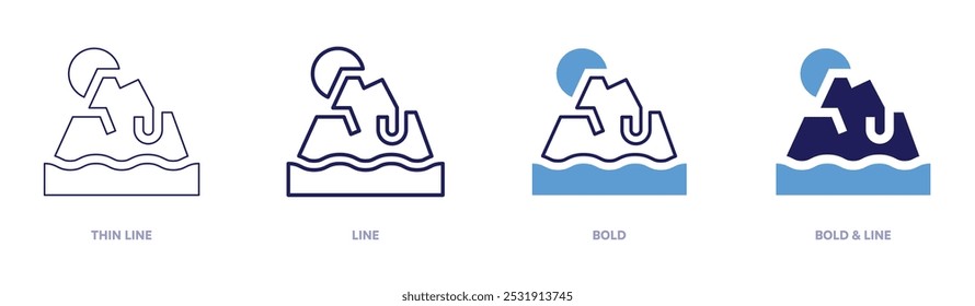 Global warming ecosystem icon in 4 different styles. Thin Line, Line, Bold, and Bold Line. Duotone style. Editable stroke.