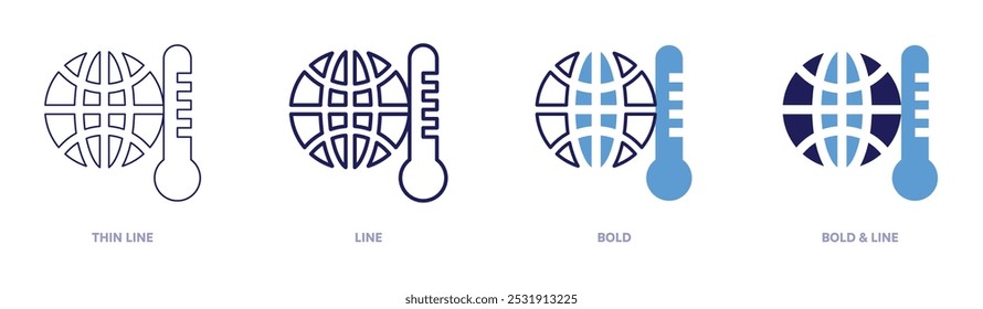 Global warming environmental activism icon in 4 different styles. Thin Line, Line, Bold, and Bold Line. Duotone style. Editable stroke.